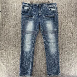 Road Narrows Jeans Mens 40x32 Blue Denim Pants Stonewash Streetwear‎ Hip Hop Rap
